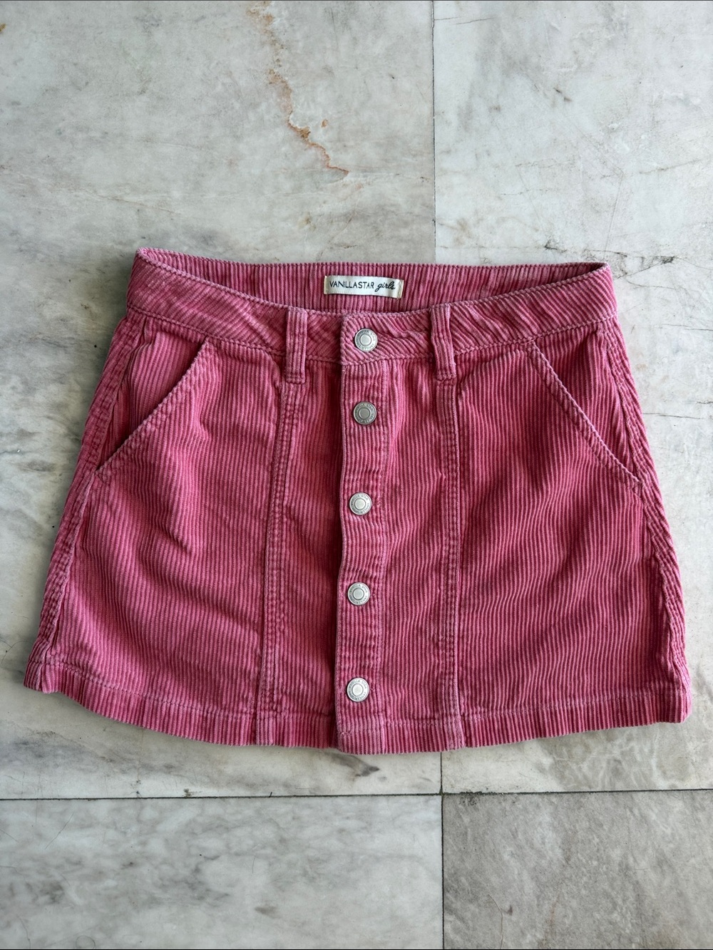 Vintage Y2K Vanilla Star Pink Corduroy Mini Skirt | Girls 12 Fits Women’s XS